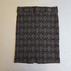 Heart Moon Star Damask Jacquard Black and Gray Patterned Pencil Skirt EB3